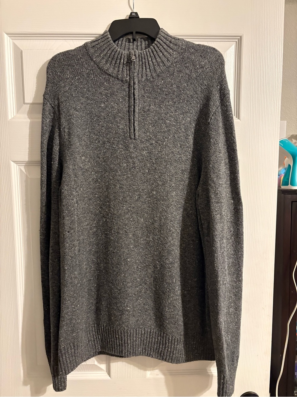 Sonoma Men's Dark Gray Quarter-Zip Mock Neck Sweater